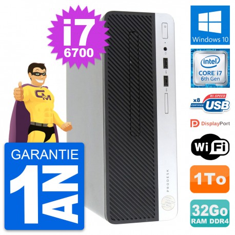 PC HP ProDesk 400 G4 SFF Intel Core i7-6700 RAM 32Go Disque 1To Windows 10 Wifi