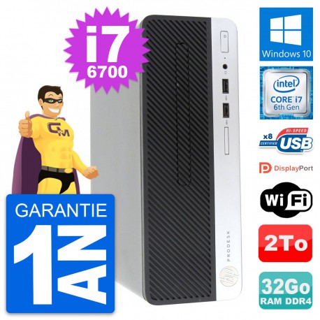 PC HP ProDesk 400 G4 SFF Intel Core i7-6700 RAM 32Go Disque 2To Windows 10 Wifi