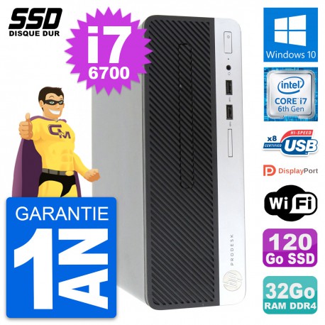 PC HP ProDesk 400 G4 SFF Intel Core i7-6700 RAM 32Go SSD 120Go Windows 10 Wifi