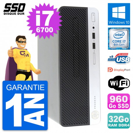 PC HP ProDesk 400 G4 SFF Intel Core i7-6700 RAM 32Go SSD 960Go Windows 10 Wifi