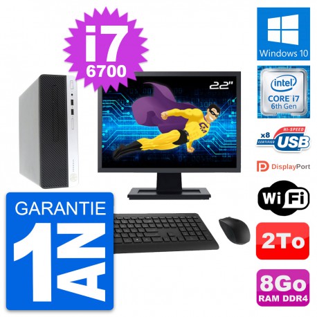 PC HP ProDesk 400 G4 SFF Ecran 22" i7-6700 RAM 8Go Disque 2To Windows 10 Wifi