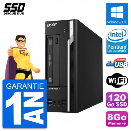 PC Acer Veriton X2632G SFF Intel Pentium G3220 RAM 8Go SSD 120Go Windows 10 Wifi