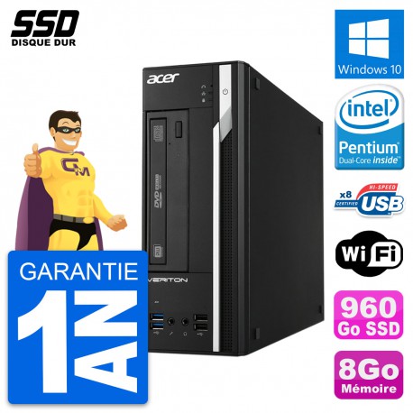 PC Acer Veriton X2632G SFF Intel Pentium G3220 RAM 8Go SSD 960Go Windows 10 Wifi