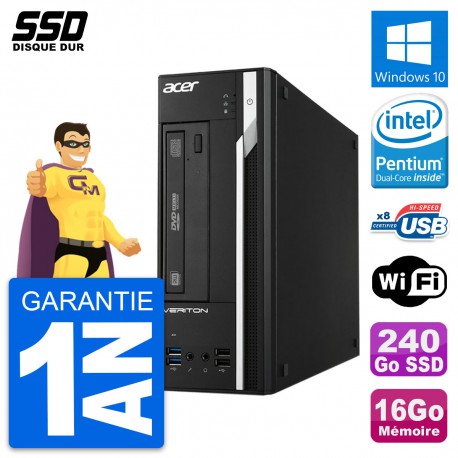 PC Acer Veriton X2632G SFF Pentium G3220 RAM 16Go SSD 240Go Windows 10 Wifi