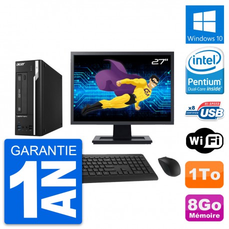 PC Acer X2632G SFF Ecran 27" Intel G3220 RAM 8Go Disque Dur 1To Windows 10 Wifi