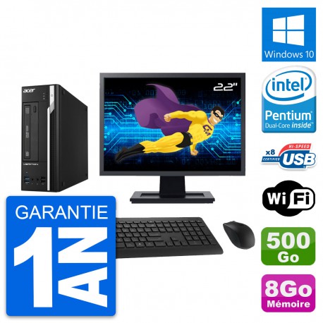 PC Acer X2632G SFF Ecran 22" Intel G3220 RAM 8Go Disque 500Go Windows 10 Wifi