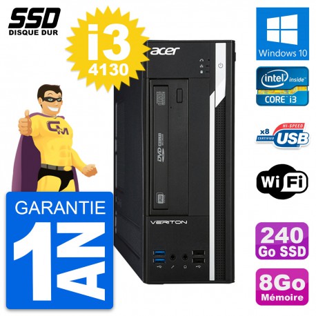 PC Acer Veriton X2632G SFF Intel Core i3-4130 RAM 8Go SSD 240Go Windows 10 Wifi