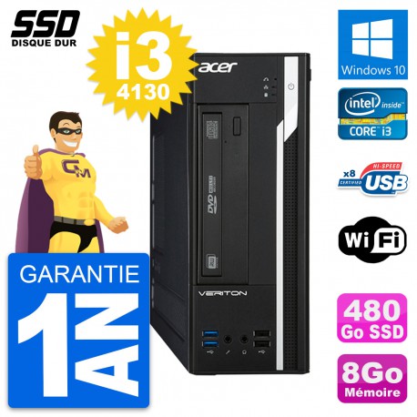 PC Acer Veriton X2632G SFF Intel Core i3-4130 RAM 8Go SSD 480Go Windows 10 Wifi