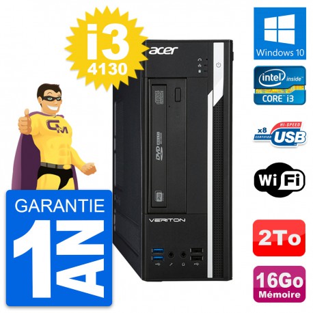 PC Acer Veriton X2632G SFF Intel i3-4130 RAM 16Go Disque Dur 2To Windows 10 Wifi