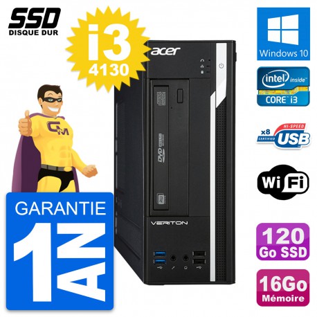 PC Acer Veriton X2632G SFF Intel Core i3-4130 RAM 16Go SSD 120Go Windows 10 Wifi