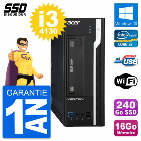 PC Acer Veriton X2632G SFF Intel Core i3-4130 RAM 16Go SSD 240Go Windows 10 Wifi