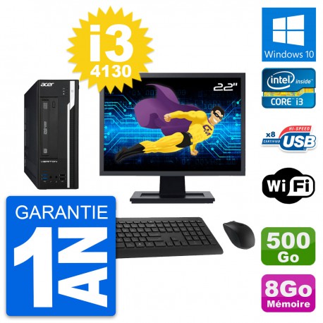 PC Acer X2632G SFF Ecran 22" Intel i3-4130 RAM 8Go Disque 500Go Windows 10 Wifi