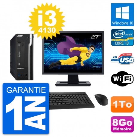 PC Acer X2632G SFF Ecran 27" Intel i3-4130 RAM 8Go Disque 1To Windows 10 Wifi