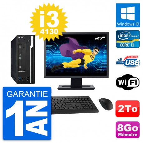 PC Acer X2632G SFF Ecran 27" Intel i3-4130 RAM 8Go Disque 2To Windows 10 Wifi