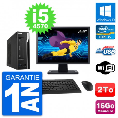 PC Acer X2632G SFF Ecran 22" Intel i5-4570 RAM 16Go Disque 2To Windows 10 Wifi