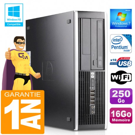 PC HP Compaq 6000 Pro SFF Intel E6300 Ram 16Go Disque 250Go Graveur DVD Wifi W7