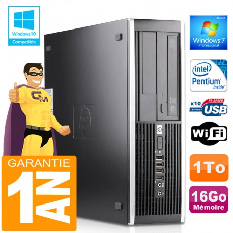 PC HP Compaq 6000 Pro SFF Intel E6300 Ram 16Go Disque 1 To Graveur DVD Wifi W7