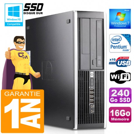 PC HP Compaq 6000 Pro SFF Intel E6300 Ram 16Go Disque 240Go SSD Graveur Wifi W7