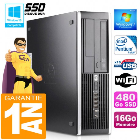 PC HP Compaq 6000 Pro SFF Intel E6300 Ram 16Go Disque 480Go SSD Graveur Wifi W7