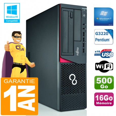 PC Fujitsu Esprimo E720 E85+ SFF G3220 RAM 16Go Disque 500 Go Wifi W7