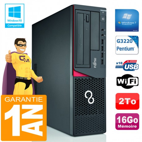 PC Fujitsu Esprimo E720 E85+ SFF G3220 RAM 16Go Disque 2 To Wifi W7
