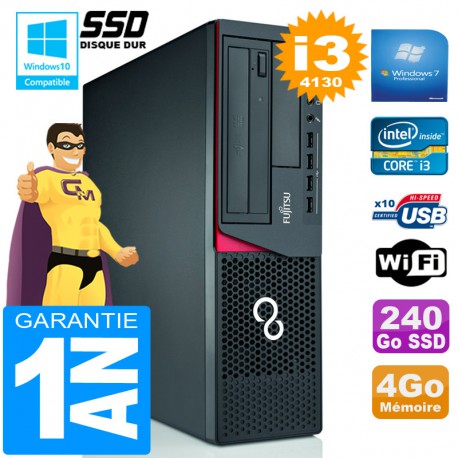 PC Fujitsu Esprimo E720 E85+ SFF I3-4130 RAM 4Go Disque 240 Go SSD Wifi W7