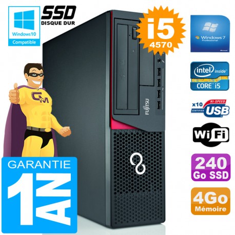 PC Fujitsu Esprimo E720 E85+ SFF Core I5-4570 4Go Disque 240Go SSD Wifi W7
