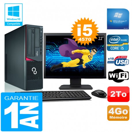 PC Fujitsu Esprimo E720 E85+ SFF Core I5-4570 4Go Disque 2 To Wifi W7 Ecran 22"