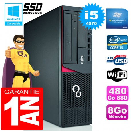 PC Fujitsu Esprimo E720 E85+ SFF Core I5-4570 8Go Disque 480Go SSD Wifi W7