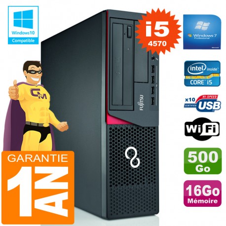 PC Fujitsu Esprimo E720 E85+ SFF Core I5-4570 16Go Disque 500 Go Wifi W7