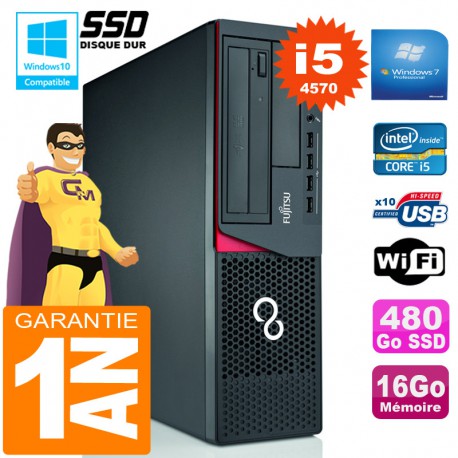 PC Fujitsu Esprimo E720 E85+ SFF Core I5-4570 16 Go Disque 480 Go SSD Wifi W7