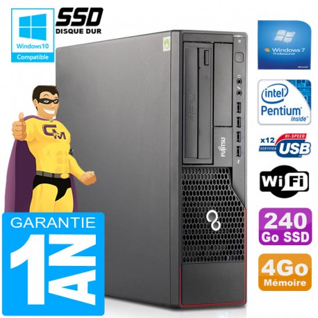 PC Fujitsu Esprimo E700 E90+ SFF Intel G840 RAM 4Go Disque 240 Go SSD Wifi W7