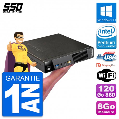 Ultra Mini PC Lenovo M73 Tiny USFF G3220T RAM 8Go SSD 120Go Windows 10 Wifi