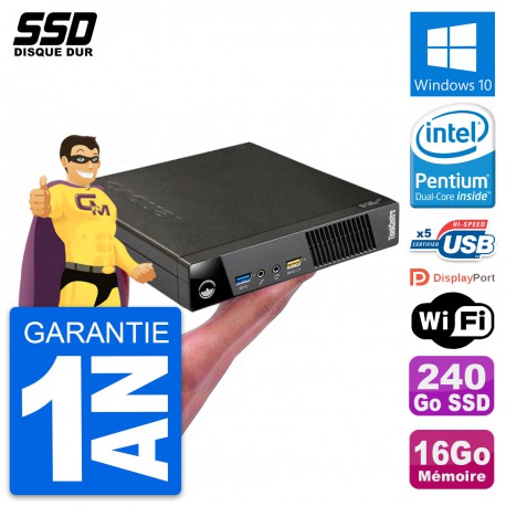 Ultra Mini PC Lenovo M73 Tiny USFF G3220T RAM 16Go SSD 240Go Windows 10 Wifi