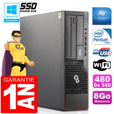 PC Fujitsu Esprimo E700 E90+ SFF Intel G840 RAM 8Go Disque 480 Go SSD Wifi W7