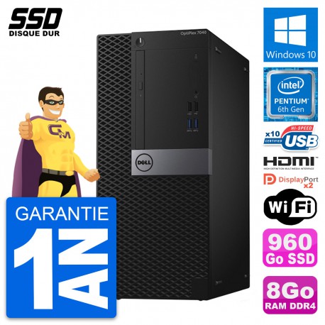 PC Tour Dell OptiPlex 7040 Pentium G4400 RAM 8Go SSD 960Go HDMI Windows 10 Wifi