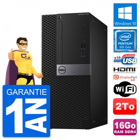 PC Tour Dell OptiPlex 7040 Intel G4400 RAM 16Go Disque 2To HDMI Windows 10 Wifi