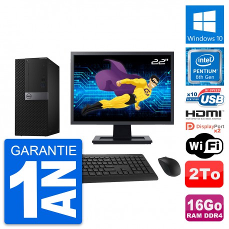 PC Tour Dell 7040 Ecran 22" Intel G4400 RAM 16Go Disque 2To HDMI Windows 10 Wifi