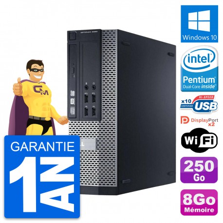 PC Dell 9020 SFF Intel Pentium G3220 RAM 8Go Disque Dur 250Go Windows 10 Wifi