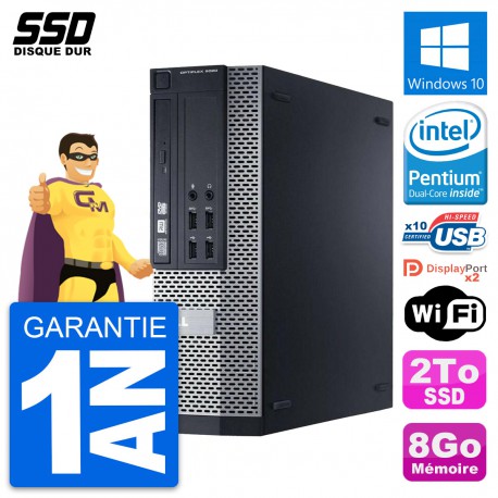 PC Dell OptiPlex 9020 SFF Intel Pentium G3220 RAM 8Go SSD 2To Windows 10 Wifi
