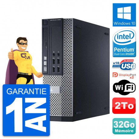 PC Dell 9020 SFF Intel Pentium G3220 RAM 32Go Disque Dur 2To Windows 10 Wifi