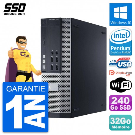 PC Dell OptiPlex 9020 SFF Intel Pentium G3220 RAM 32Go SSD 240Go Windows 10 Wifi
