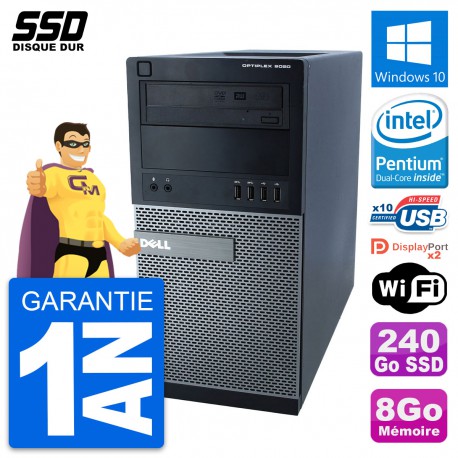 PC Tour Dell OptiPlex 9020 Intel Pentium G3220 RAM 8Go SSD 240Go Windows 10 Wifi