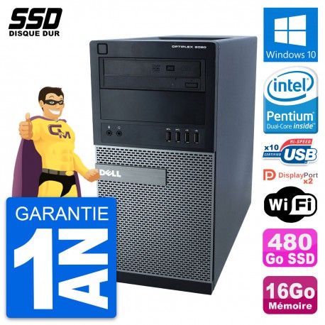 PC Tour Dell OptiPlex 9020 Pentium G3220 RAM 16Go SSD 480Go Windows 10 Wifi
