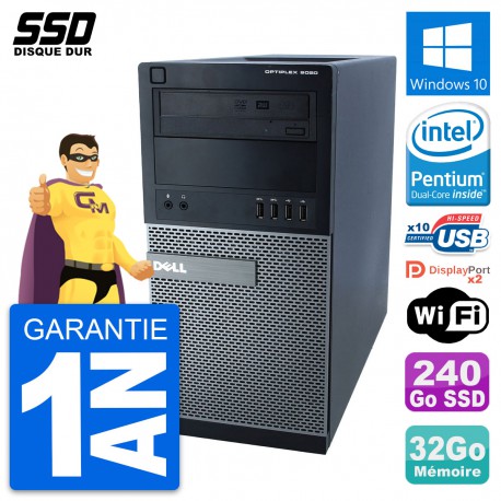 PC Tour Dell OptiPlex 9020 Intel Pentium G3220 RAM 32Go SSD 240Go Windows 10 Wifi