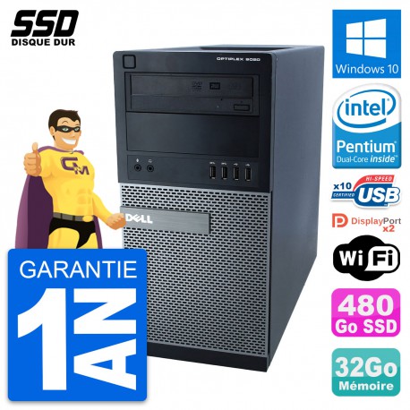 PC Tour Dell OptiPlex 9020 Intel Pentium G3220 RAM 32Go SSD 480Go Windows 10 Wifi