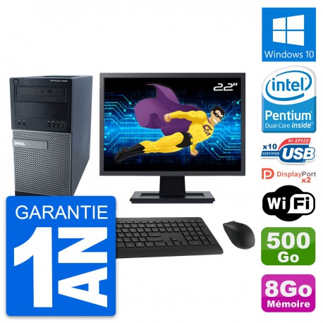 PC Tour Dell 9020 Ecran 22" Intel G3220 RAM 8Go Disque Dur 500Go Windows 10 Wifi