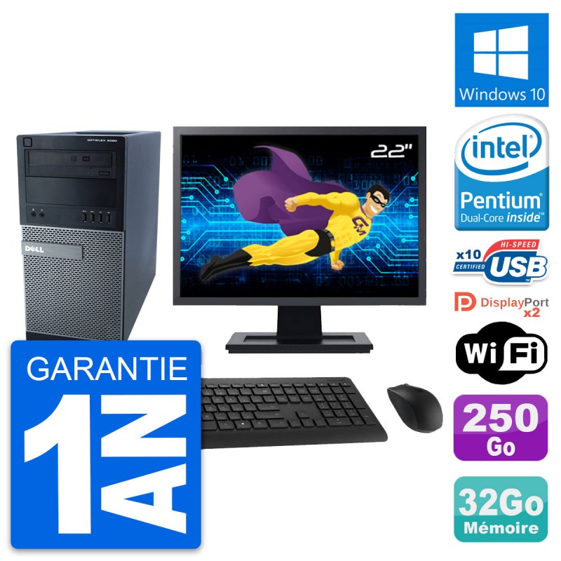 PC Dell 9020 SFF Ecran 22 Pentium G3220 RAM 32Go Disque