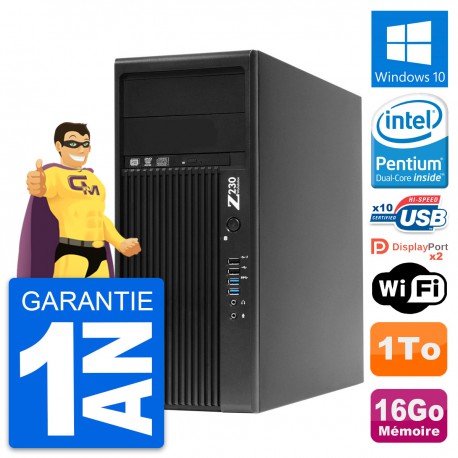PC Tour HP Z230 Intel Pentium G3220 RAM 16Go Disque Dur 1To Windows 10 Wifi
