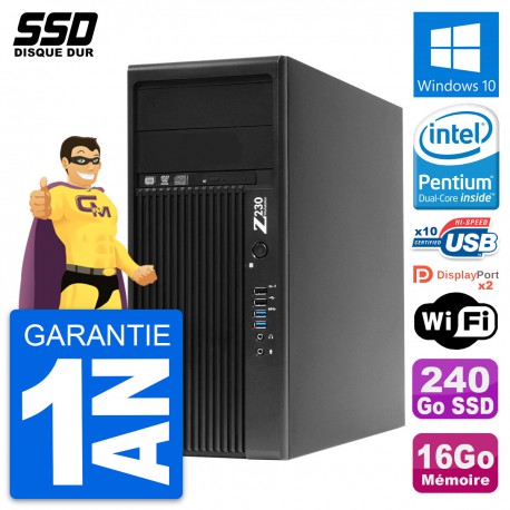 PC Tour HP WorkStation Z230 Intel G3220 RAM 16Go SSD 240Go Windows 10 Wifi
